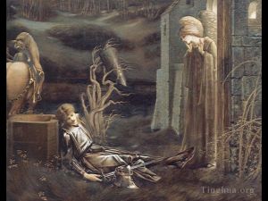 艺术家爱德华·伯恩·琼斯作品《圣格拉尔教堂的兰斯洛特之梦》