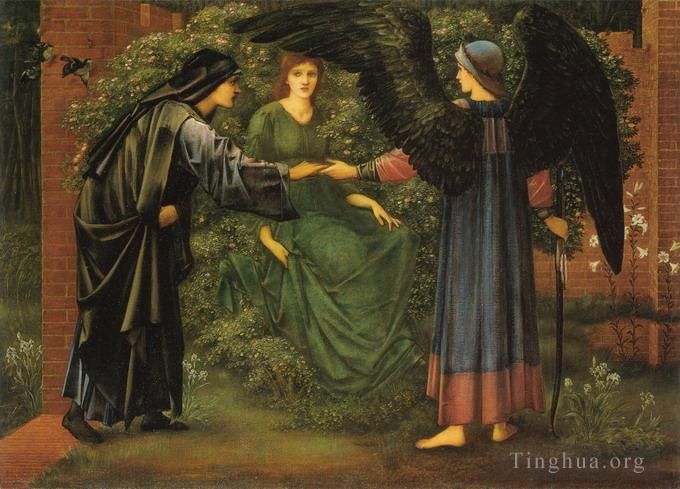 爱德华·伯恩·琼斯 的油画作品 -  《玫瑰之心》