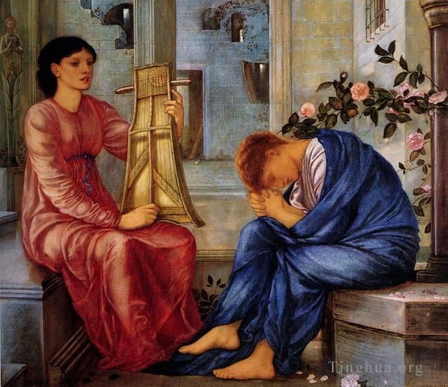 爱德华·伯恩·琼斯 的油画作品 -  《哀歌,1865》