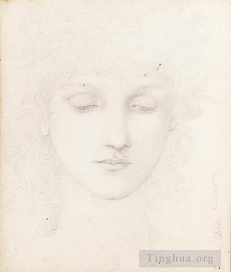 爱德华·伯恩·琼斯 的各类绘画作品 -  《一个女孩的头》
