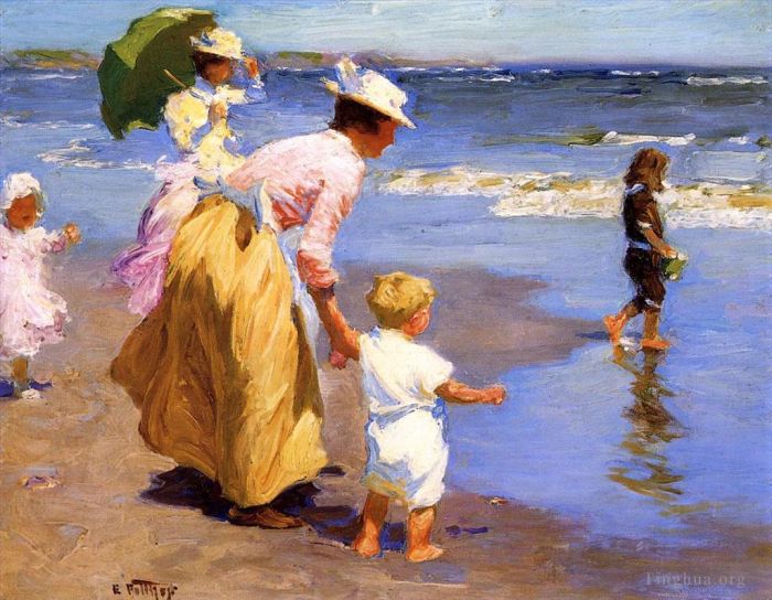 爱德华·亨利·波特哈斯特 的油画作品 -  《在沙滩上》
