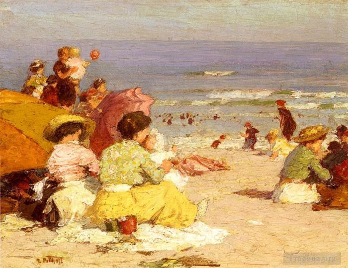 爱德华·亨利·波特哈斯特 的油画作品 -  《海滩场景2》