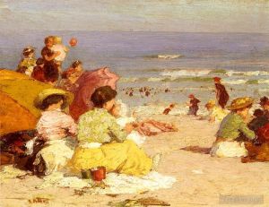 艺术家爱德华·亨利·波特哈斯特作品《海滩场景2》