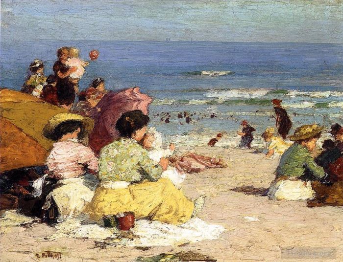 爱德华·亨利·波特哈斯特 的油画作品 -  《海滩场景》