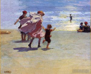 艺术家爱德华·亨利·波特哈斯特作品《布莱顿海滩》