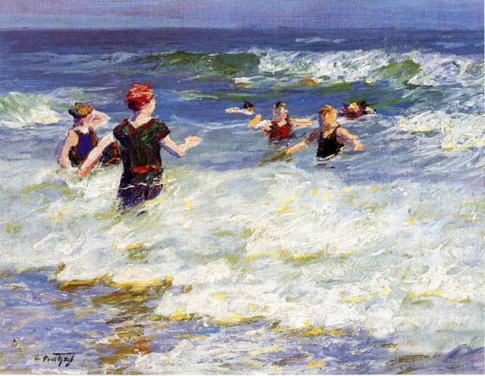 爱德华·亨利·波特哈斯特 的油画作品 -  《在冲浪2中》