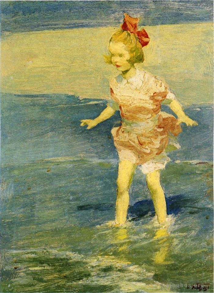 爱德华·亨利·波特哈斯特 的油画作品 -  《在冲浪中》