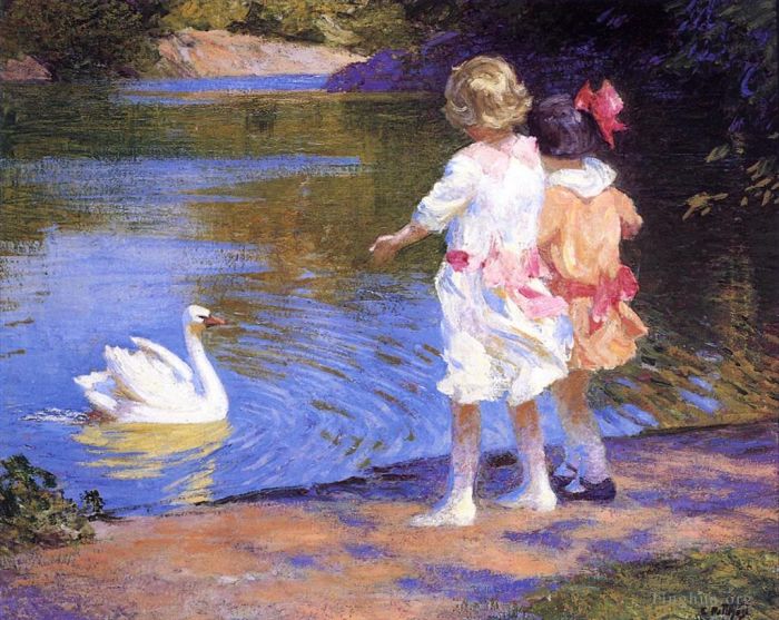 爱德华·亨利·波特哈斯特 的油画作品 -  《天鹅》