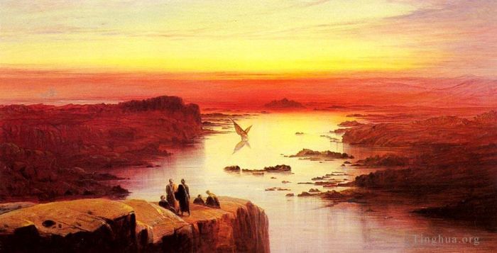 爱德华·李尔 的油画作品 -  《阿斯旺上方尼罗河的景色》