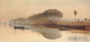 艺术家爱德华·李尔作品《尼罗河上的谢赫阿巴德》