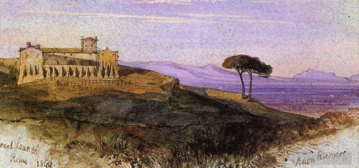 爱德华·李尔 的各类绘画作品 -  《罗马孔帕尼亚景观》
