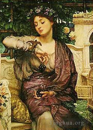 爱德华·波因特 的油画作品 -  《莱斯比亚和她的麻雀》