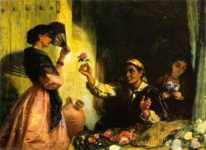 艺术家爱德文·朗作品《西班牙卖花人》