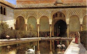 艺术家埃德温·洛尔·威克斯作品《摩尔人时代阿罕布拉宫的法庭》