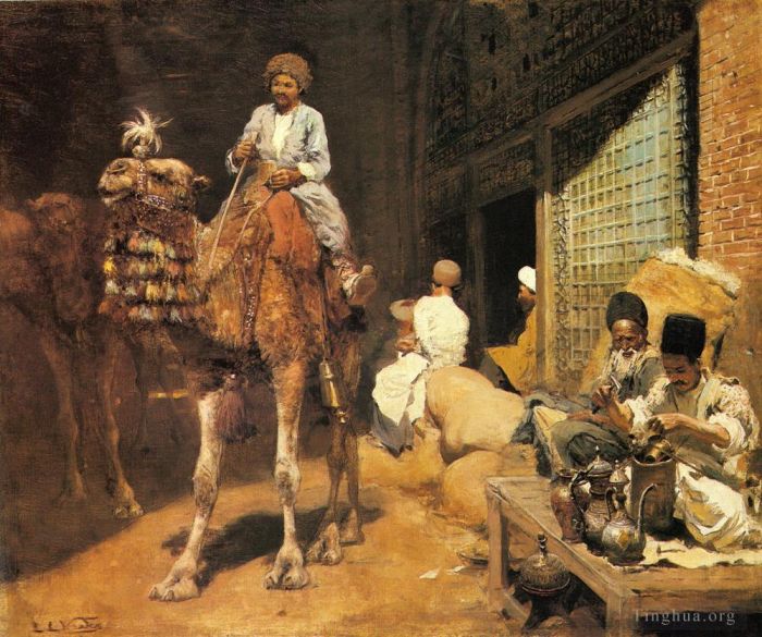 埃德温·洛尔·威克斯 的油画作品 -  《伊斯帕罕的市场》