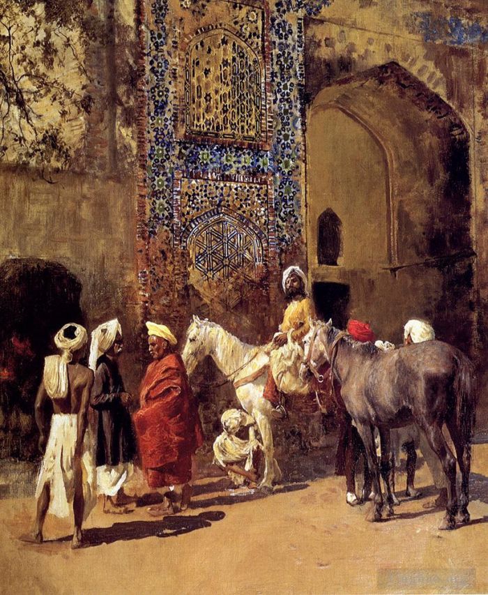埃德温·洛尔·威克斯 的油画作品 -  《印度德里的蓝色瓷砖清真寺埃德温·洛德·威克斯》