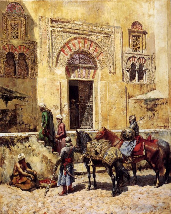 埃德温·洛尔·威克斯 的油画作品 -  《进入清真寺》
