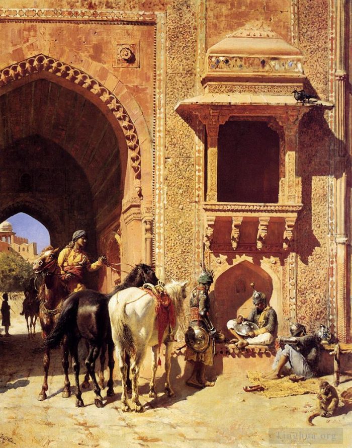 埃德温·洛尔·威克斯 的油画作品 -  《印度阿格拉堡垒之门》