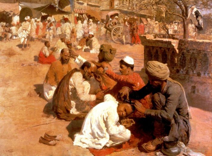 埃德温·洛尔·威克斯 的油画作品 -  《印度理发师撒哈拉波尔》
