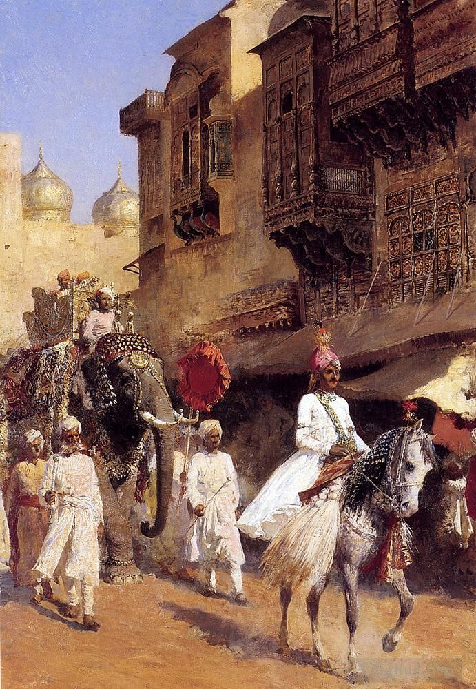 埃德温·洛尔·威克斯 的油画作品 -  《印度王子和游行仪式》