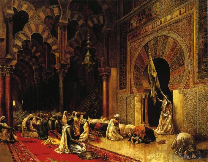 埃德温·洛尔·威克斯 的油画作品 -  《科尔多瓦清真寺的内部》