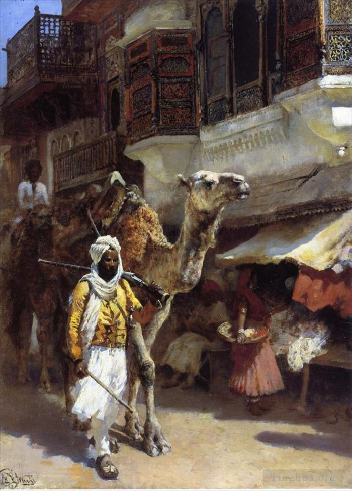 埃德温·洛尔·威克斯 的油画作品 -  《牵着骆驼的人》