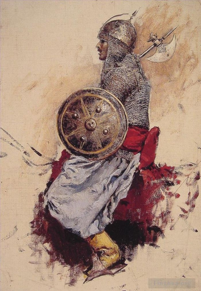 埃德温·洛尔·威克斯 的油画作品 -  《穿盔甲的人》