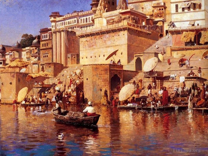 埃德温·洛尔·威克斯 的油画作品 -  《贝拿勒斯河畔》
