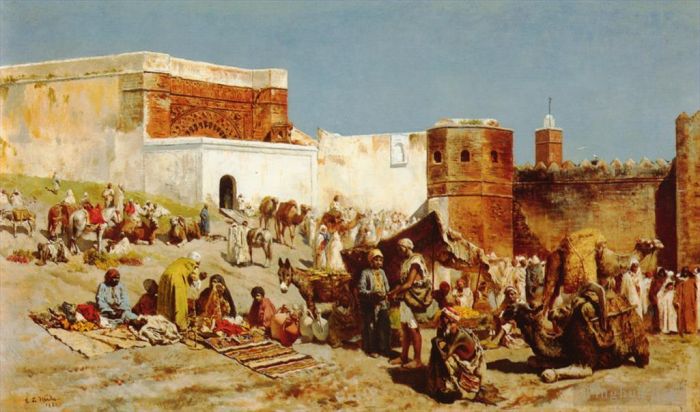 埃德温·洛尔·威克斯 的油画作品 -  《摩洛哥公开市场》