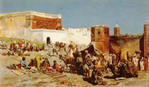 艺术家埃德温·洛尔·威克斯作品《摩洛哥公开市场》