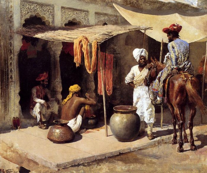 埃德温·洛尔·威克斯 的油画作品 -  《印度染坊外》