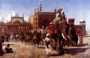 艺术家埃德温·洛尔·威克斯作品《帝国宫廷从德里大清真寺回归,Edwin,Lord,Weeks》