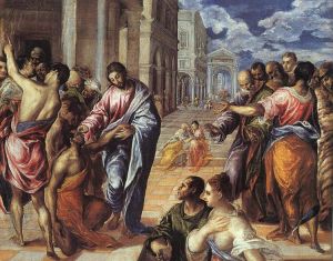 艺术家埃尔·格列柯作品《基督治愈盲人,157,西班牙语》