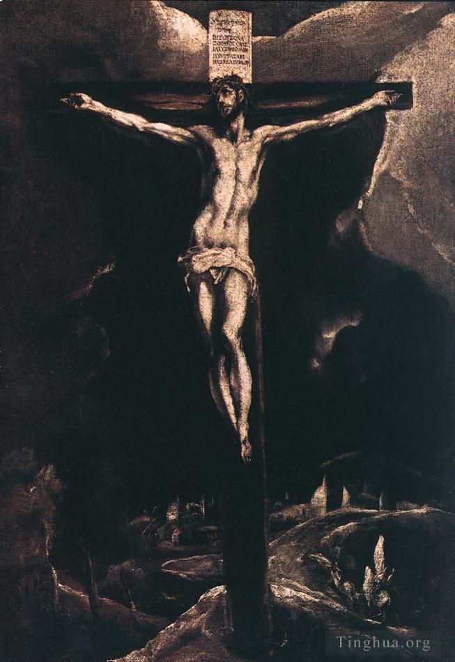 埃尔·格列柯 的油画作品 -  《基督在十字架上,158西班牙语》