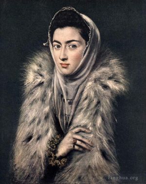 艺术家埃尔·格列柯作品《穿毛皮的女士,1577》