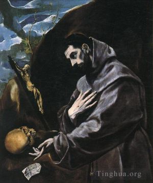 艺术家埃尔·格列柯作品《圣方济各祈祷,1580》