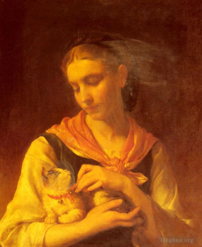埃米尔·穆尼尔 的油画作品 -  《最喜欢的小猫》