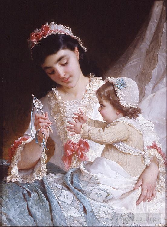 埃米尔·穆尼尔 的油画作品 -  《分散宝宝的注意力》
