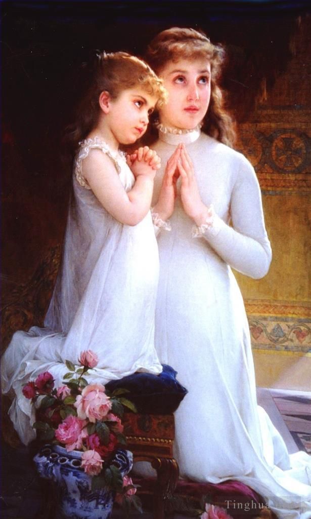 埃米尔·穆尼尔 的油画作品 -  《祈祷的女孩》