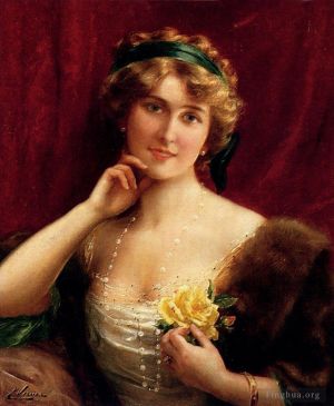 艺术家埃米尔·弗农作品《黄玫瑰的优雅女士》