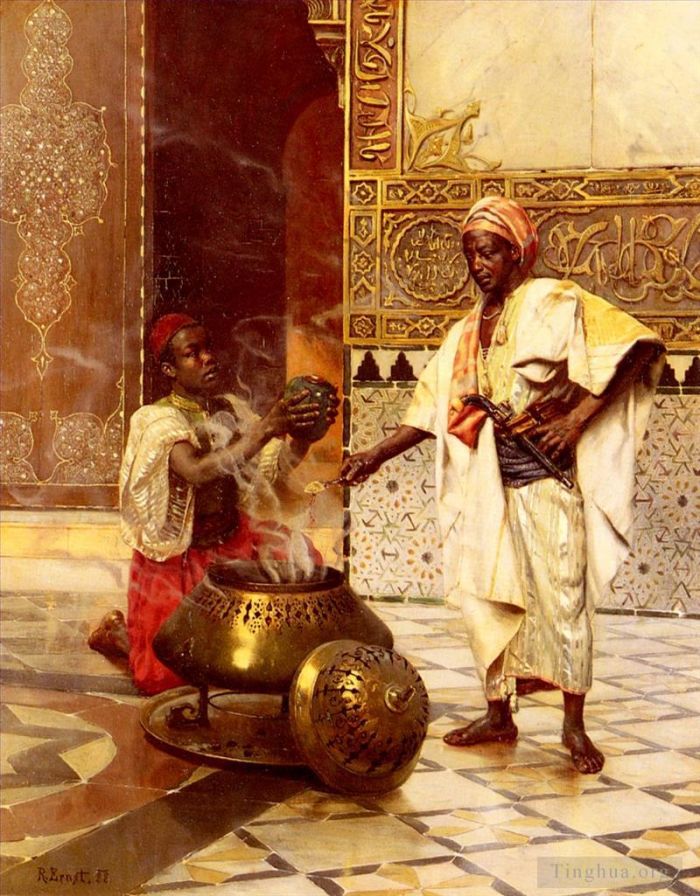 鲁道夫·恩斯特 的油画作品 -  《在阿罕布拉》
