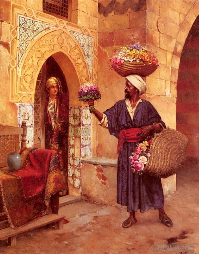鲁道夫·恩斯特 的油画作品 -  《鲜花市场》