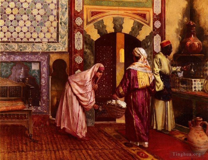 鲁道夫·恩斯特 的油画作品 -  《土耳其浴室》