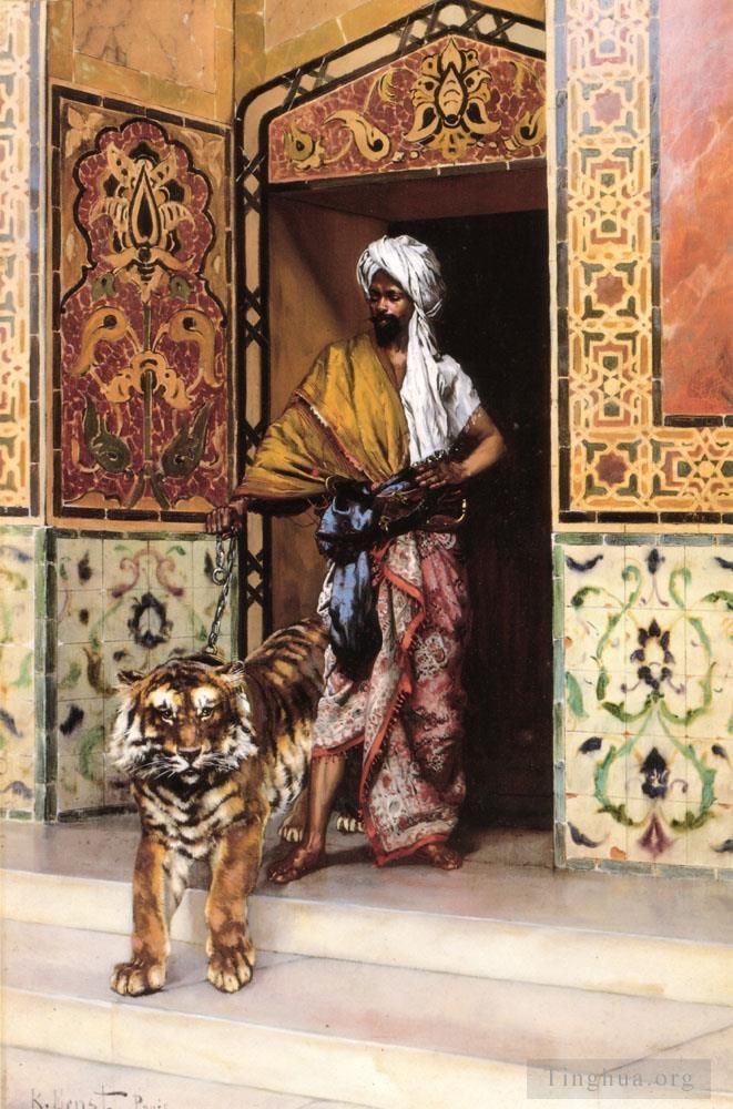 鲁道夫·恩斯特 的油画作品 -  《帕夏最喜欢的老虎》