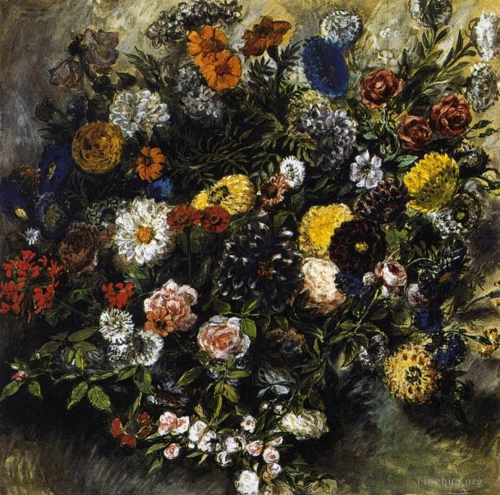 欧仁·德拉克罗瓦 的油画作品 -  《鲜花束》