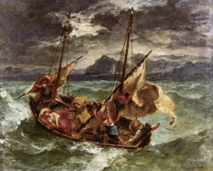 欧仁·德拉克罗瓦 的油画作品 -  《根尼萨勒湖上的基督》