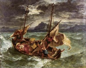 艺术家欧仁·德拉克罗瓦作品《根尼萨勒湖上的基督》