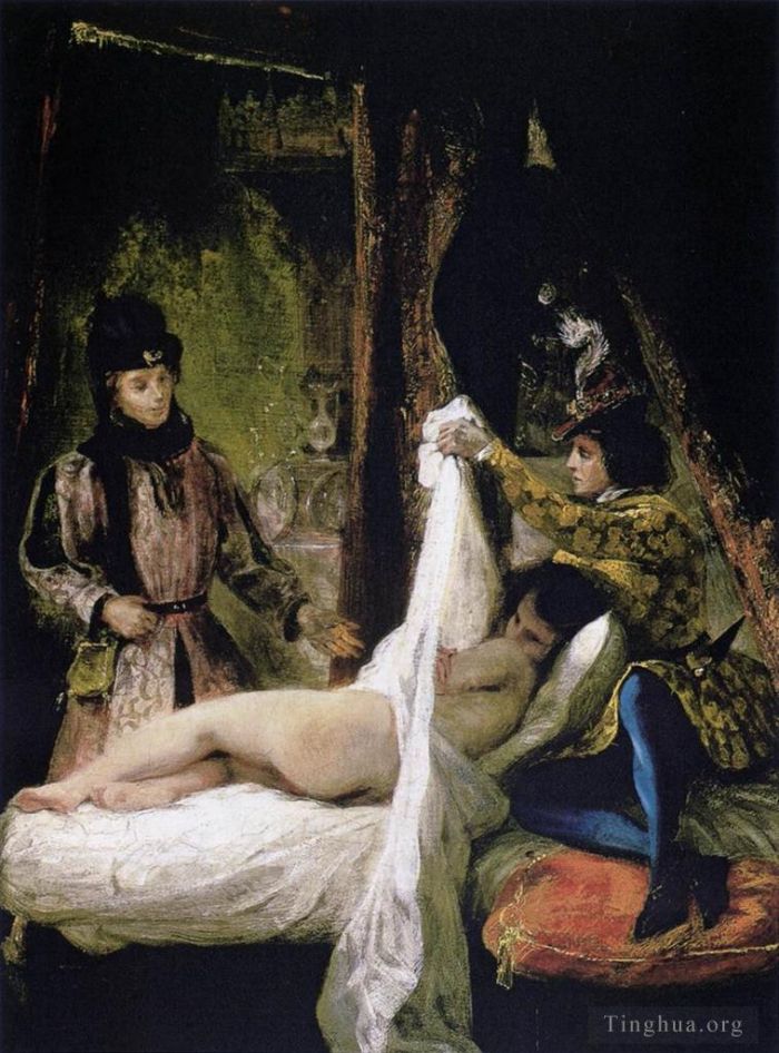 欧仁·德拉克罗瓦 的油画作品 -  《路易斯·奥尔良,(Louis,dOrleans),展示他的情妇》
