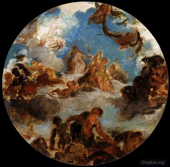 欧仁·德拉克罗瓦 的油画作品 -  《和平素描降临地球》