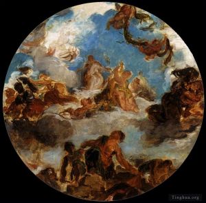 艺术家欧仁·德拉克罗瓦作品《和平素描降临地球》